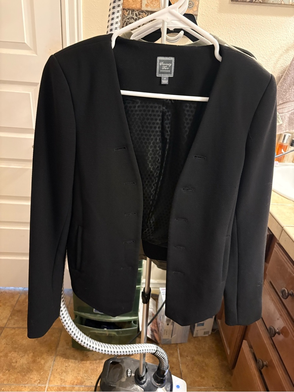 Ann Taylor Black Collarless Open-Front Blazer